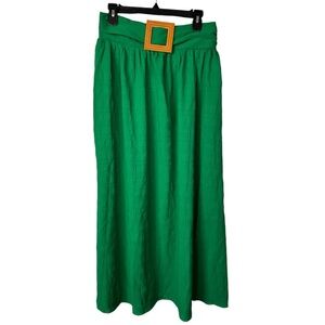 Shareen Collections Green Maxi Skirt with Buckle